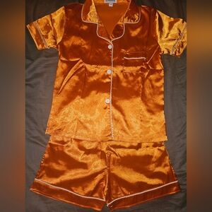 Satin Orange Pajama Set